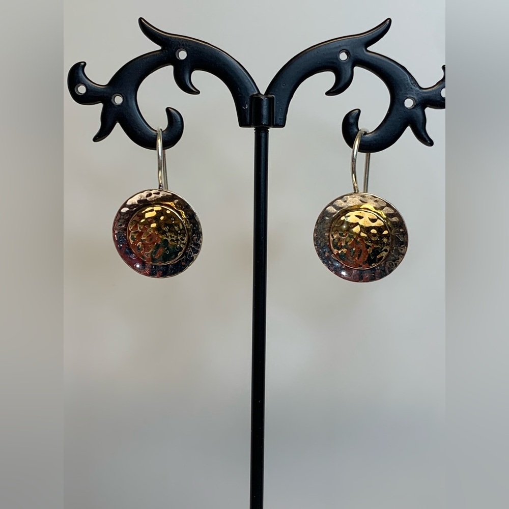 Silpada Vintage Hammered Sterling Silver & 14k Gold Earrings on French Wires